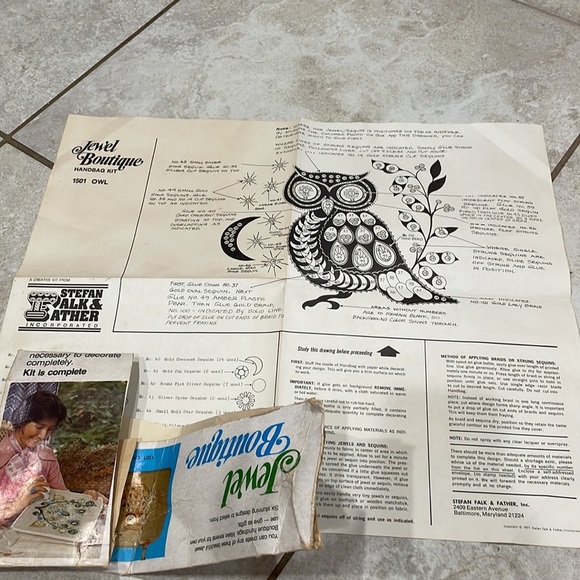 Vintage Stefan Falk & Father Owl Jewel Boutique Handbag Kit Missing Jewels mod - Picture 9 of 9